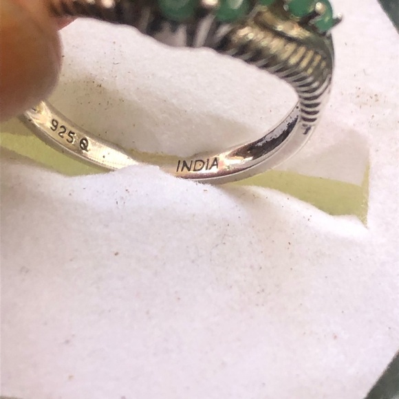 Natural Emerald Green Onyx In Sterling Silver Cluster Ring - Picture 8 of 8